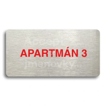 Piktogram "APARTMÁN 3" - stříbrná tabulka - barevný tisk bez rámečku
