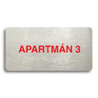 Piktogram "APARTMÁN 3" - stříbrná tabulka - barevný tisk bez rámečku