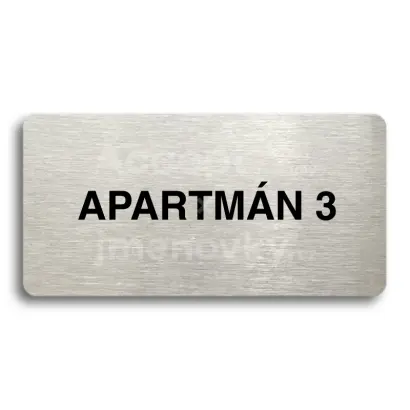 Piktogram "APARTMÁN 3" - stříbrná tabulka - černý tisk bez rámečku