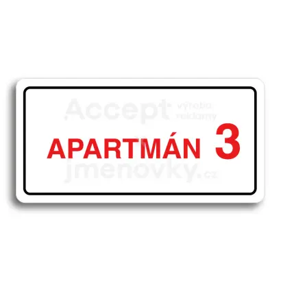 Piktogram "APARTMÁN 3 II" - bílá tabulka - barevný tisk