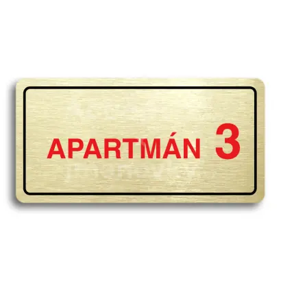 Piktogram "APARTMÁN 3 II" - zlatá tabulka - barevný tisk