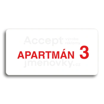 Piktogram "APARTMÁN 3 II" - bílá tabulka - barevný tisk bez rámečku