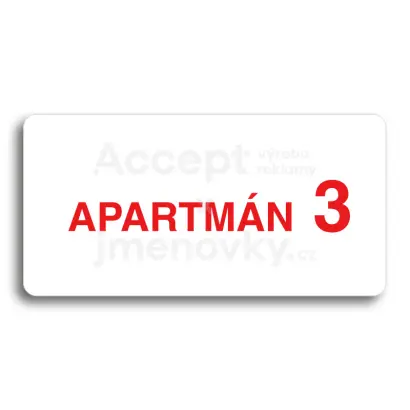 Piktogram "APARTMÁN 3 II" - bílá tabulka - barevný tisk bez rámečku