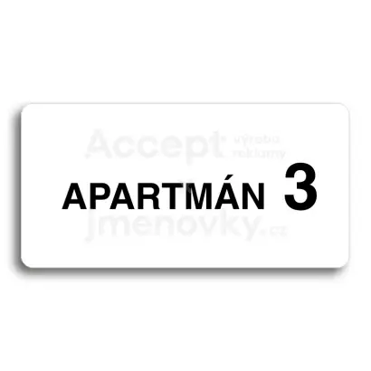 Piktogram "APARTMÁN 3 II" - bílá tabulka - černý tisk bez rámečku