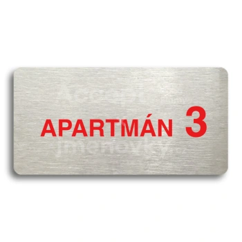 Piktogram "APARTMÁN 3 II" - stříbrná tabulka - barevný tisk bez rámečku