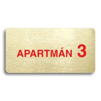 Piktogram "APARTMÁN 3 II" - zlatá tabulka - barevný tisk bez rámečku