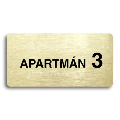 Piktogram "APARTMÁN 3 II" - zlatá tabulka - černý tisk bez rámečku