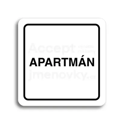 Piktogram "apartmán" - bílá tabulka - černý tisk