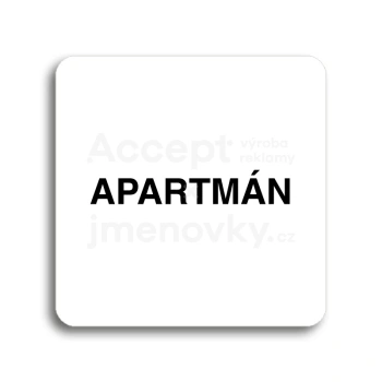 Piktogram "apartmán" - bílá tabulka - černý tisk bez rámečku