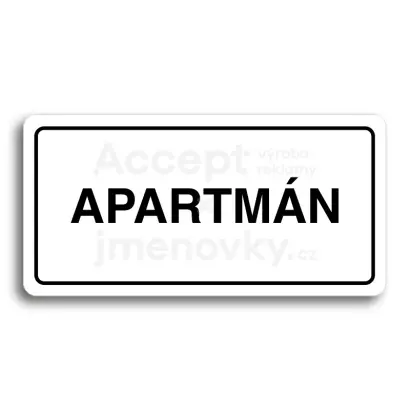 Piktogram "APARTMÁN" - bílá tabulka - černý tisk