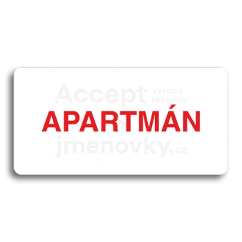 Piktogram "APARTMÁN" - bílá tabulka - barevný tisk bez rámečku