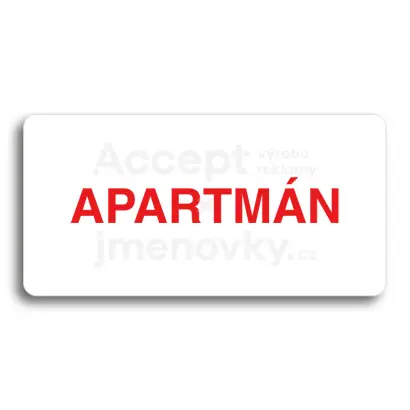Piktogram "APARTMÁN" - bílá tabulka - barevný tisk bez rámečku