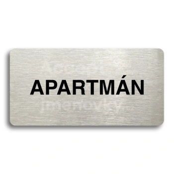 Piktogram "APARTMÁN" - stříbrná tabulka - černý tisk bez rámečku