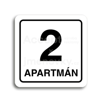 Piktogram "2 apartmán" - bílá tabulka - černý tisk