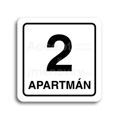 Piktogram "2 apartmán" - bílá tabulka - černý tisk