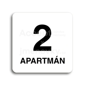 Piktogram "2 apartmán" - bílá tabulka - černý tisk bez rámečku