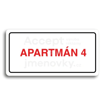 Piktogram "APARTMÁN 4" - bílá tabulka - barevný tisk