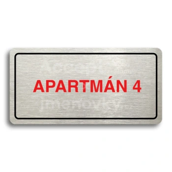 Piktogram "APARTMÁN 4" - stříbrná tabulka - barevný tisk
