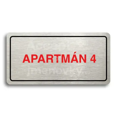 Piktogram "APARTMÁN 4" - stříbrná tabulka - barevný tisk