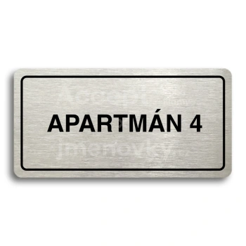 Piktogram "APARTMÁN 4" - stříbrná tabulka - černý tisk