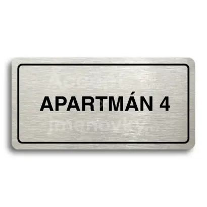 Piktogram "APARTMÁN 4" - stříbrná tabulka - černý tisk