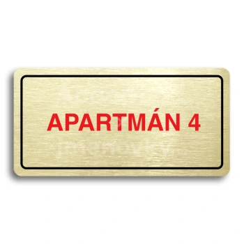 Piktogram "APARTMÁN 4" - zlatá tabulka - barevný tisk