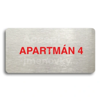 Piktogram "APARTMÁN 4" - stříbrná tabulka - barevný tisk bez rámečku