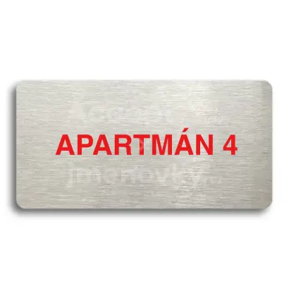 Piktogram "APARTMÁN 4" - stříbrná tabulka - barevný tisk bez rámečku