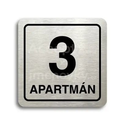 Piktogram "3 apartmán" - stříbrná tabulka - černý tisk