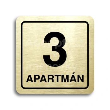 Piktogram "3 apartmán" - zlatá tabulka - černý tisk
