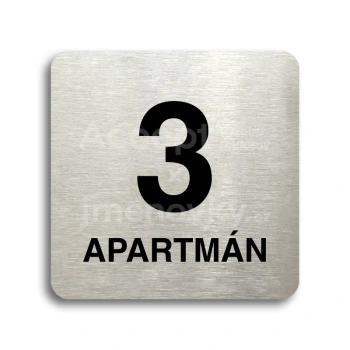 Piktogram "3 apartmán" - stříbrná tabulka - černý tisk bez rámečku