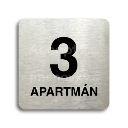 Piktogram "3 apartmán" - stříbrná tabulka - černý tisk bez rámečku