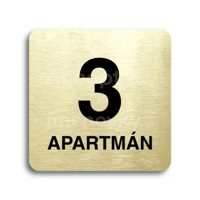 Piktogram "3 apartmán" - zlatá tabulka - černý tisk bez rámečku