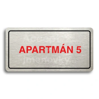Piktogram "APARTMÁN 5" - stříbrná tabulka - barevný tisk