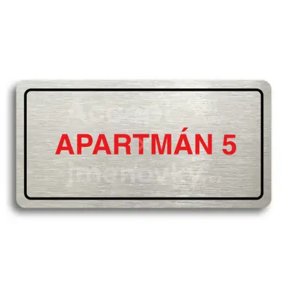 Piktogram "APARTMÁN 5" - stříbrná tabulka - barevný tisk