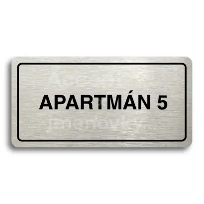 Piktogram "APARTMÁN 5" - stříbrná tabulka - černý tisk