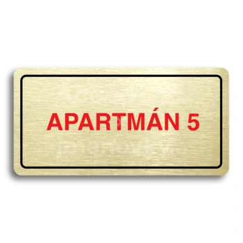 Piktogram "APARTMÁN 5" - zlatá tabulka - barevný tisk