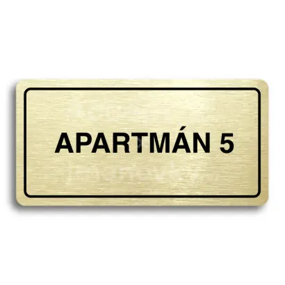 Piktogram "APARTMÁN 5" - zlatá tabulka - černý tisk
