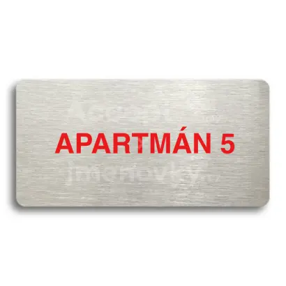 Piktogram "APARTMÁN 5" - stříbrná tabulka - barevný tisk bez rámečku