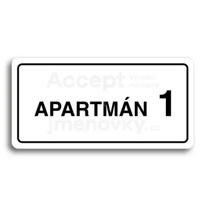 Piktogram "APARTMÁN 1 II" - bílá tabulka - černý tisk