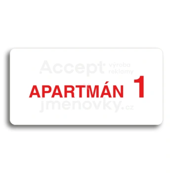 Piktogram "APARTMÁN 1 II" - bílá tabulka - barevný tisk bez rámečku