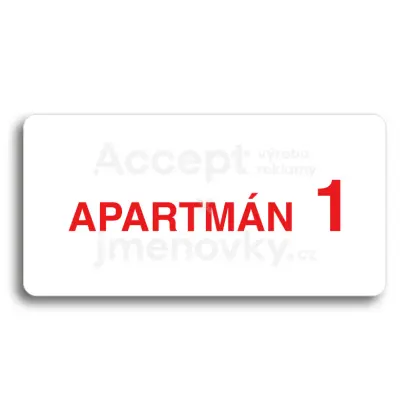 Piktogram "APARTMÁN 1 II" - bílá tabulka - barevný tisk bez rámečku