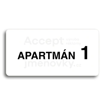 Piktogram "APARTMÁN 1 II" - bílá tabulka - černý tisk bez rámečku