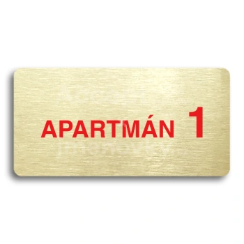 Piktogram "APARTMÁN 1 II" - zlatá tabulka - barevný tisk bez rámečku