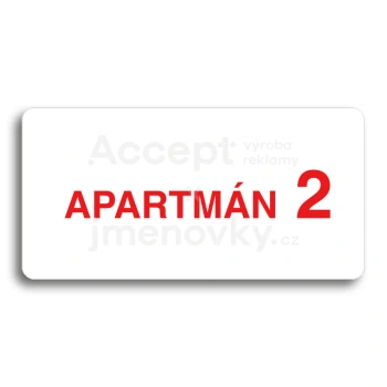 Piktogram "APARTMÁN 2 II" - bílá tabulka - barevný tisk bez rámečku