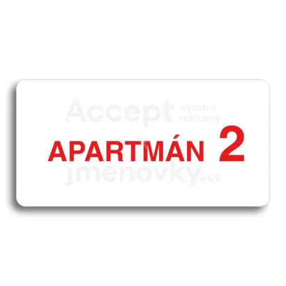 Piktogram "APARTMÁN 2 II" - bílá tabulka - barevný tisk bez rámečku