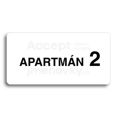 Piktogram "APARTMÁN 2 II" - bílá tabulka - černý tisk bez rámečku