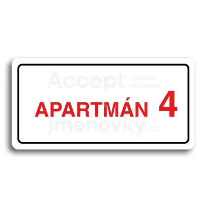 Piktogram "APARTMÁN 4 II" - bílá tabulka - barevný tisk