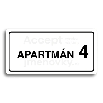 Piktogram "APARTMÁN 4 II" - bílá tabulka - černý tisk