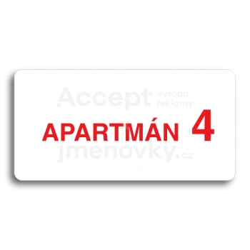 Piktogram "APARTMÁN 4 II" - bílá tabulka - barevný tisk bez rámečku